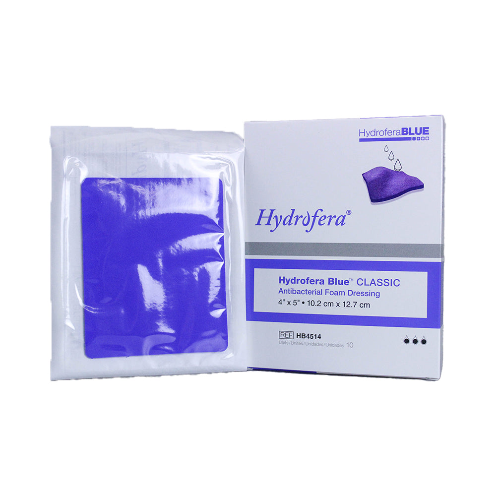 Hydrofera Blue Classic Antibacterial Foam Dressing | 4 x 4 Inch | Box of 10 Hydrofera Blue Classic Antibacterial Foam Dressing | 4 x 4 Inch | Box of 10