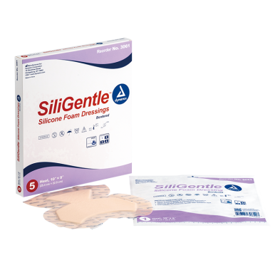 SiliGentle - Silicone Bordered Foam Dressing, Sacral, 7" x 7", 5/Box