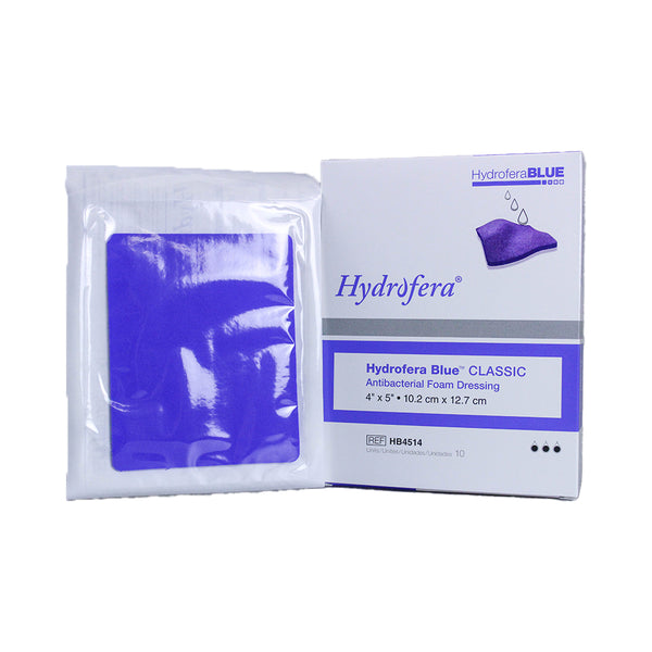 Hydrofera Blue Classic Antibacterial Foam Dressing | 4 x 4 Inch | Box of 10 Hydrofera Blue Classic Antibacterial Foam Dressing | 4 x 4 Inch | Box of 10