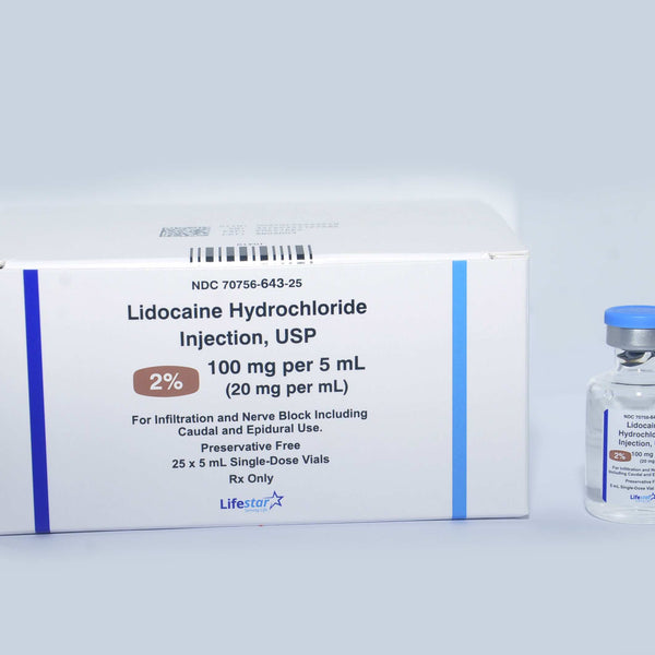 LIDOCAINE HCL 2% 100 MG SDV 5 ML, 25/box