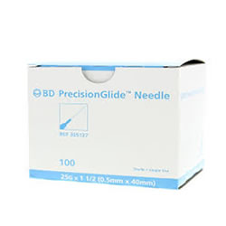 Needles 25g x 1.5 in 100/bx BD