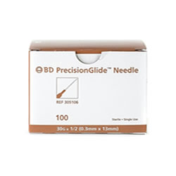 Needles 30g x 1/2 in 100/bx BD