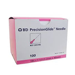 Needles 18g x 1.5 in 100/bx BD