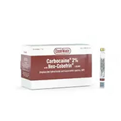 Carbocaine 2% with Neo-Cobefrin 1:20,000: Mepivacaine hydrochloride and levonordefrin injection, USP.