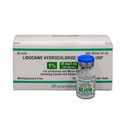 Lidocaine HCl 1% PF 2ml Vial 25/box