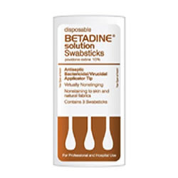 Betadine Solution Swabsticks, 10% Povidone-Iodine, 200/cs