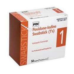 PDI Povidone Iodine Swabsticks 1/pk 50/bx